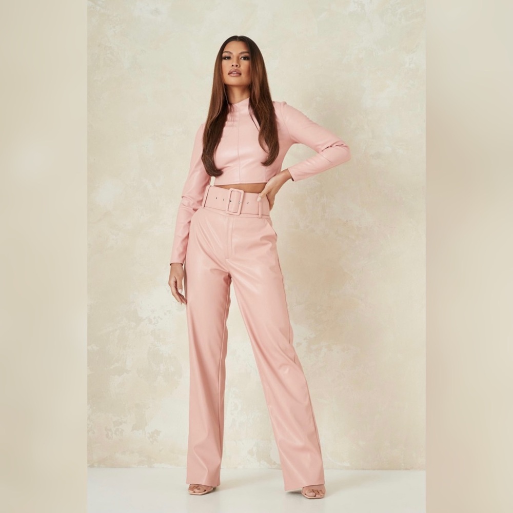 Pink leather pants